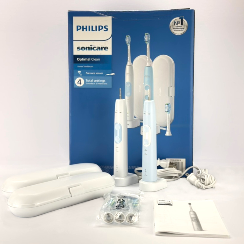 Philips Sonicare Optimal Clean Rechargeable Electric Toothbrush 2 Pack HX6829/77